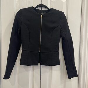 GUESS Black Peplum Zip-Up Jacket XS